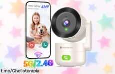 Cámara de vigilancia SYMYNELEC 2K con vista 360º y audio en tiempo real, precio rebajado ¡Lo que estabas buscando para cuidar a tus seres queridos! No te lo pierdas.