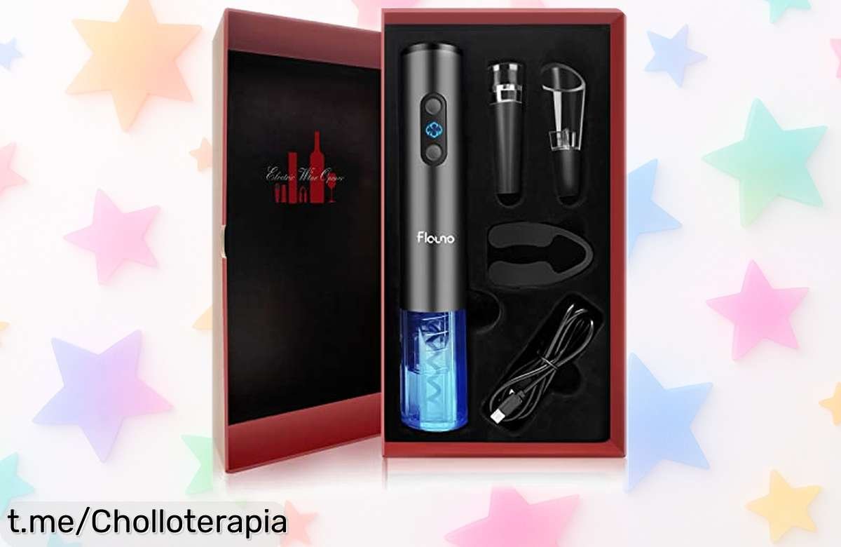 Abridor eléctrico de botellas de vino Flauno: la manera más rápida y fácil de disfrutar tu vino favorito en tan solo 6 segundos. ¡No te lo pierdas, este ofertón es para ti!