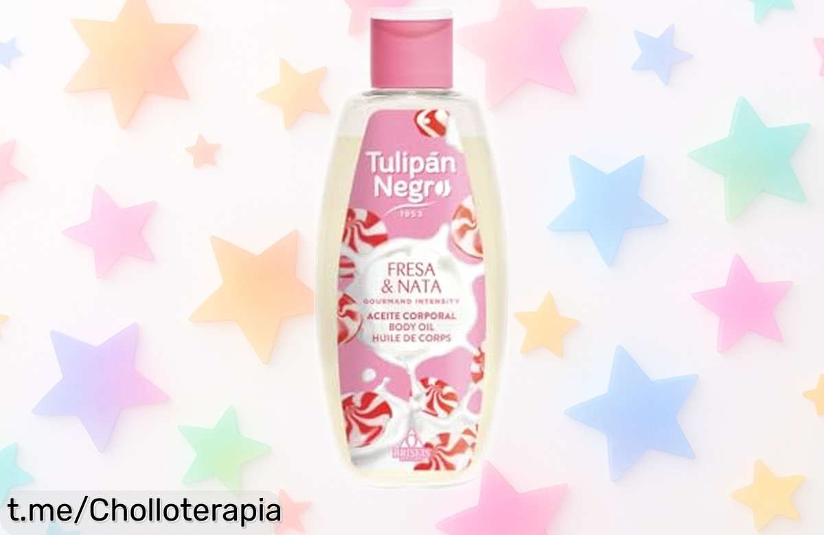 Aceite corporal de fresa y nata Tulipán Negro que transforma tu piel en pura suavidad, ¡aprovéchate de este precio loco antes de que se agote!