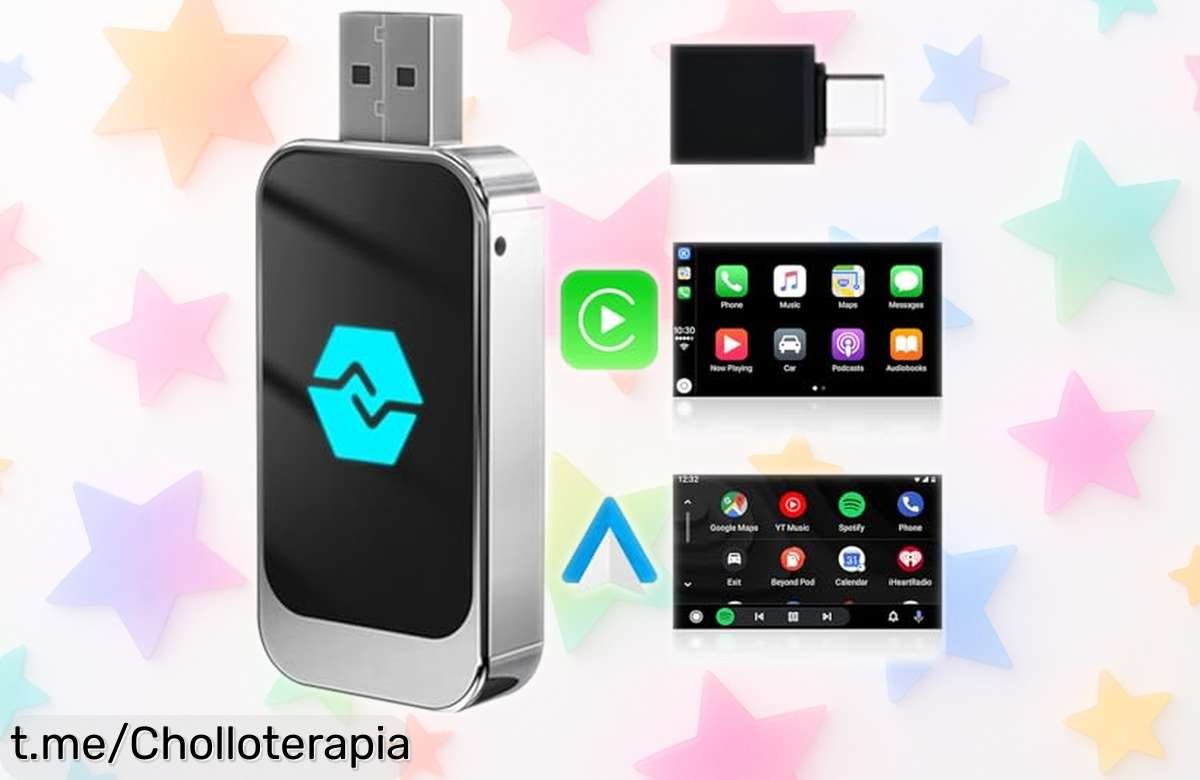 Adaptador inalámbrico CarPlay y Android Auto: ¡conecta tu móvil sin cables y disfruta de música, llamadas y navegación al instante! no te pierdas esta oferta limitada.