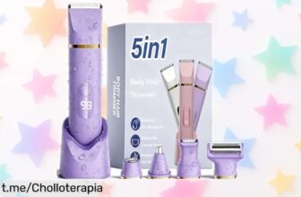 Afeitadora eléctrica femenina 5 en 1 XkuiHF con cupón, ¡ofertón impermeable para lucir siempre perfecta y sin molestias! No dejes escapar este chollazo único.