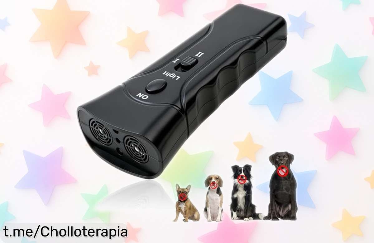 Ahuyentador ultrasónico para perros con linterna LED: controla los ladridos sin dolor y disfruta de un precio de ganga en esta oferta limitada, no te lo pierdas.
