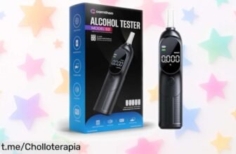 Alcoholímetro digital portátil CAMTHON: comprueba tu alcohol antes de conducir con resultados en segundos, ¡super chollo para fiestas y viajes! No te quedes sin este ofertón.