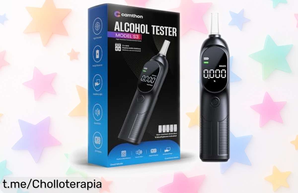 Alcoholímetro digital portátil CAMTHON: comprueba tu alcohol antes de conducir con resultados en segundos, ¡super chollo para fiestas y viajes! No te quedes sin este ofertón.