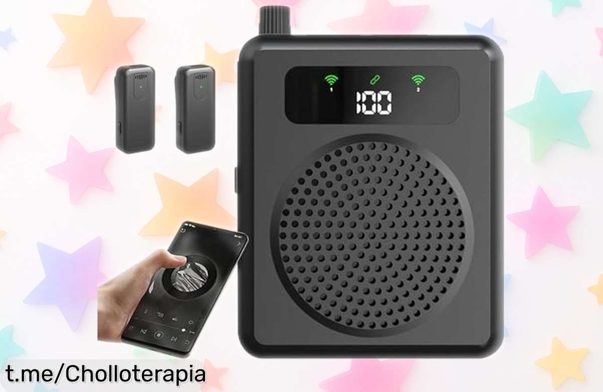 Altavoz inalámbrico portátil con micrófono lavalier para clases y reuniones: ¡rebajado a un precio de locura! Tu voz siempre clara hasta 100 personas, no te lo pierdas.