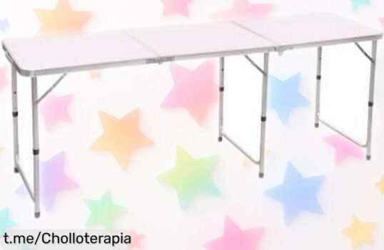Amplia y resistente mesa plegable de camping Gerimport ZEUS ALU: ¡un chollazo lista para hacer cada comida al aire libre inolvidable! No te quedes sin ella.