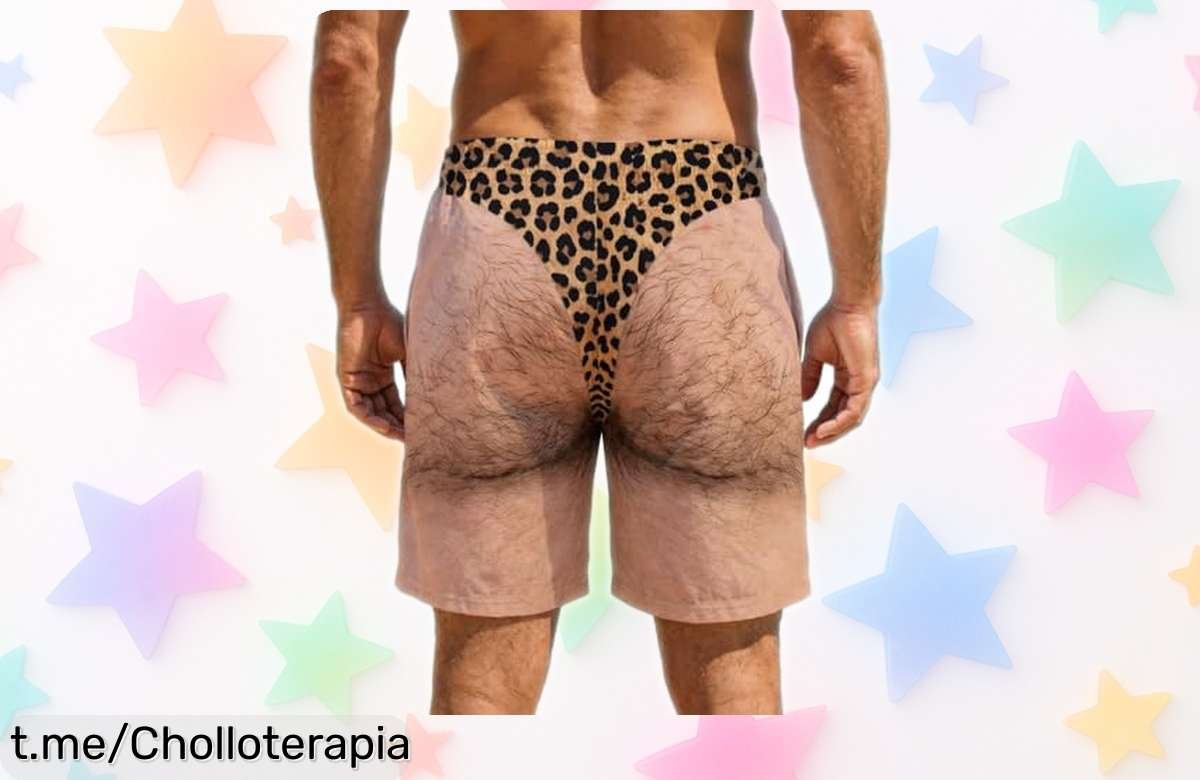 Bañador de hombre con estampado de piernas peludas que te hará reír en la playa y a un precio rebajado ¡No pierdas esta oportunidad única para divertirte!
