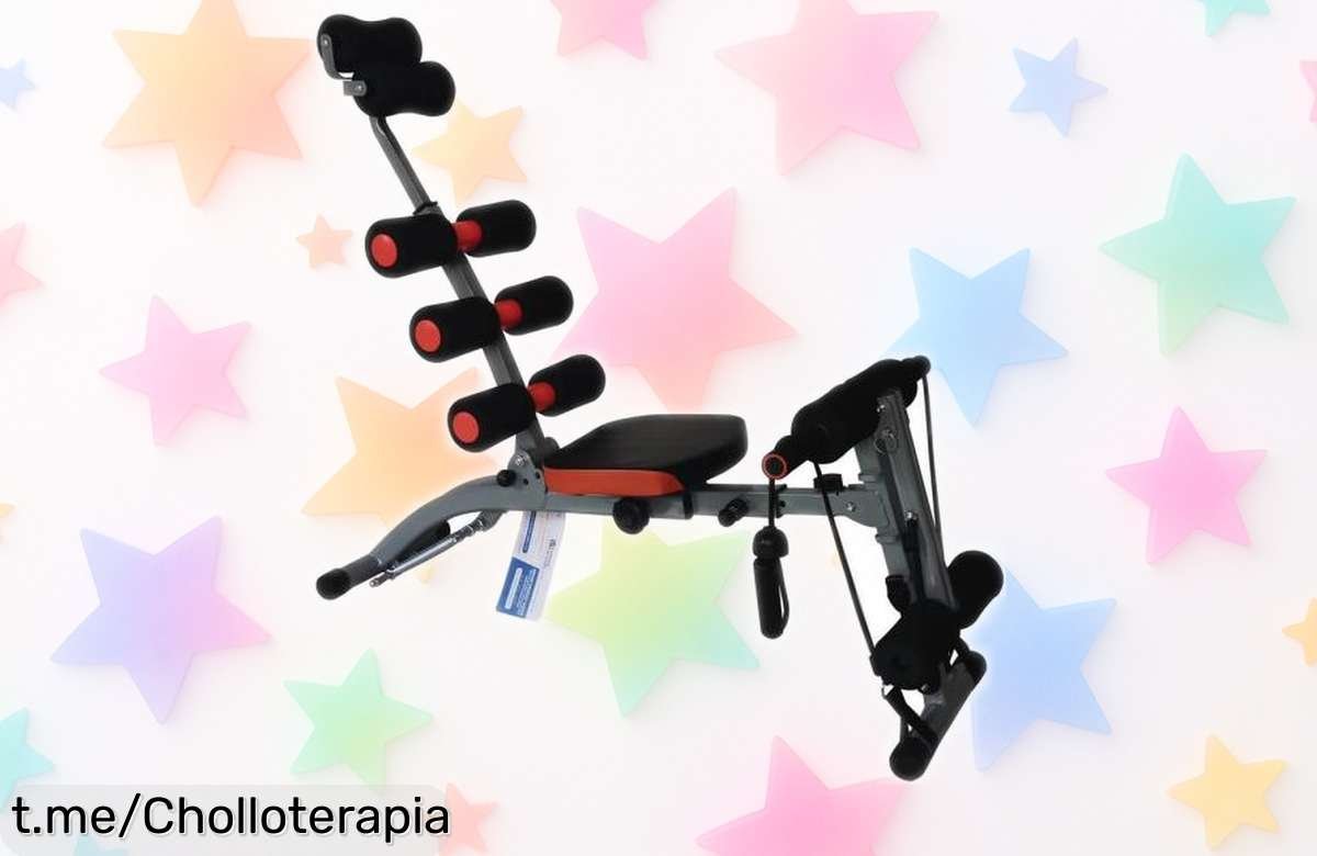 Banco de pesas multifuncional Habitat y Jardin Riner a un precio loco: monta tu gimnasio en casa sin salir del salón y entrena brazos, pecho y piernas. ¡No te lo pierdas!