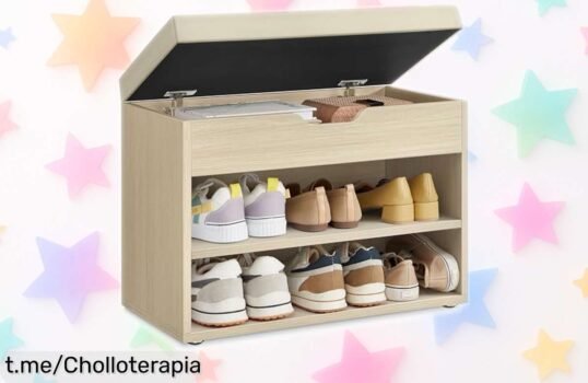 Banco zapatero con asiento tapizado Vasagle: aprovecha este precio de ganga y transforma tu entrada en un espacio ordenado y elegante, ¡no te lo pierdas!