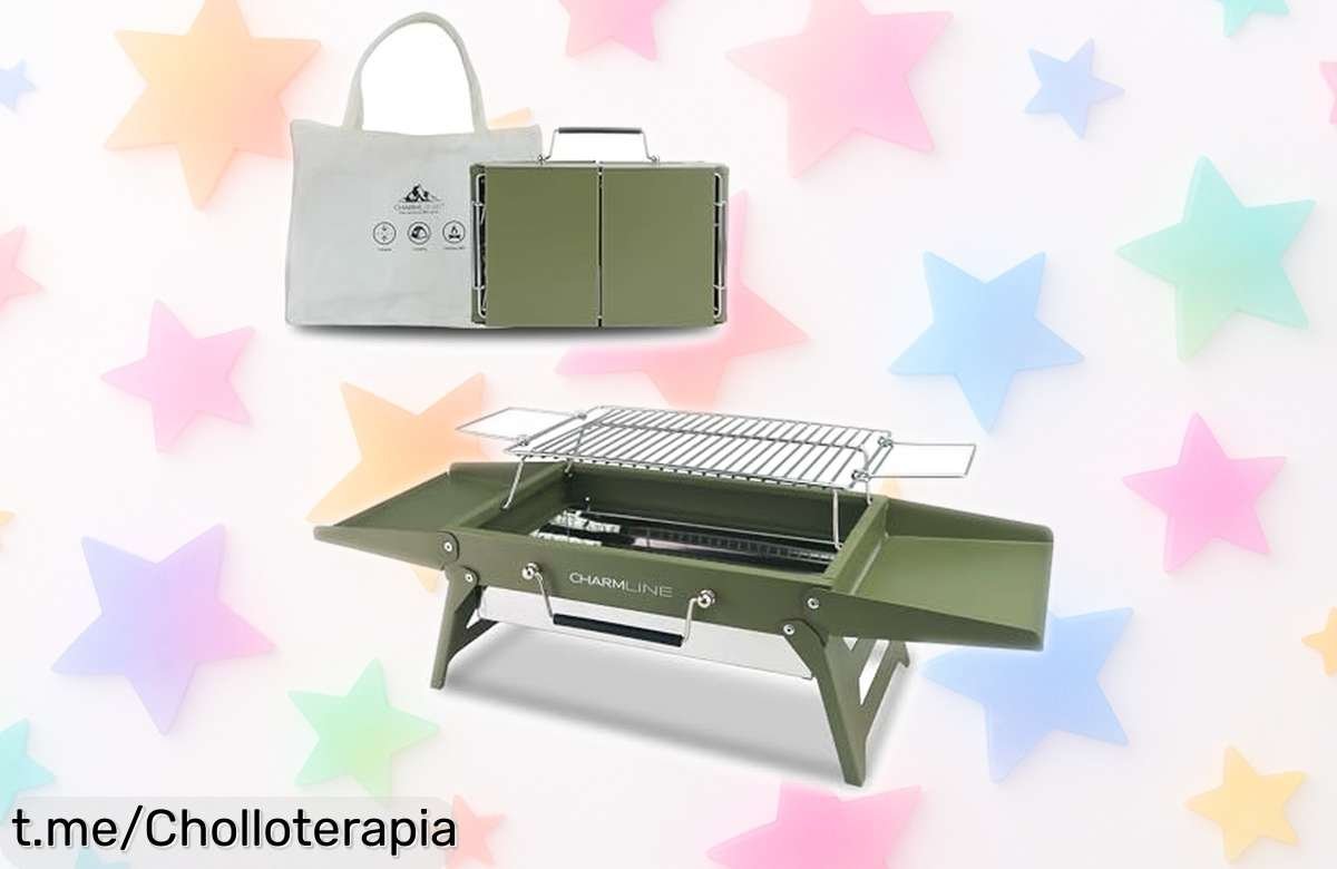 Barbacoa de carbón portátil y plegable Charmline 35: la opción perfecta para tus escapadas al aire libre a un precio increíble, ¡cocina para 13 personas sin complicaciones!