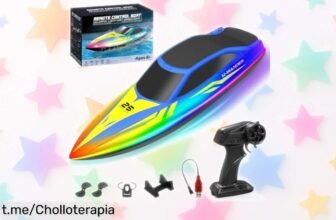 Barco teledirigido WUQNGI con luces LED y alta velocidad a precio loco: ¡diversión asegurada para grandes y chicos con 120 minutos de emoción que no querrás perderte!