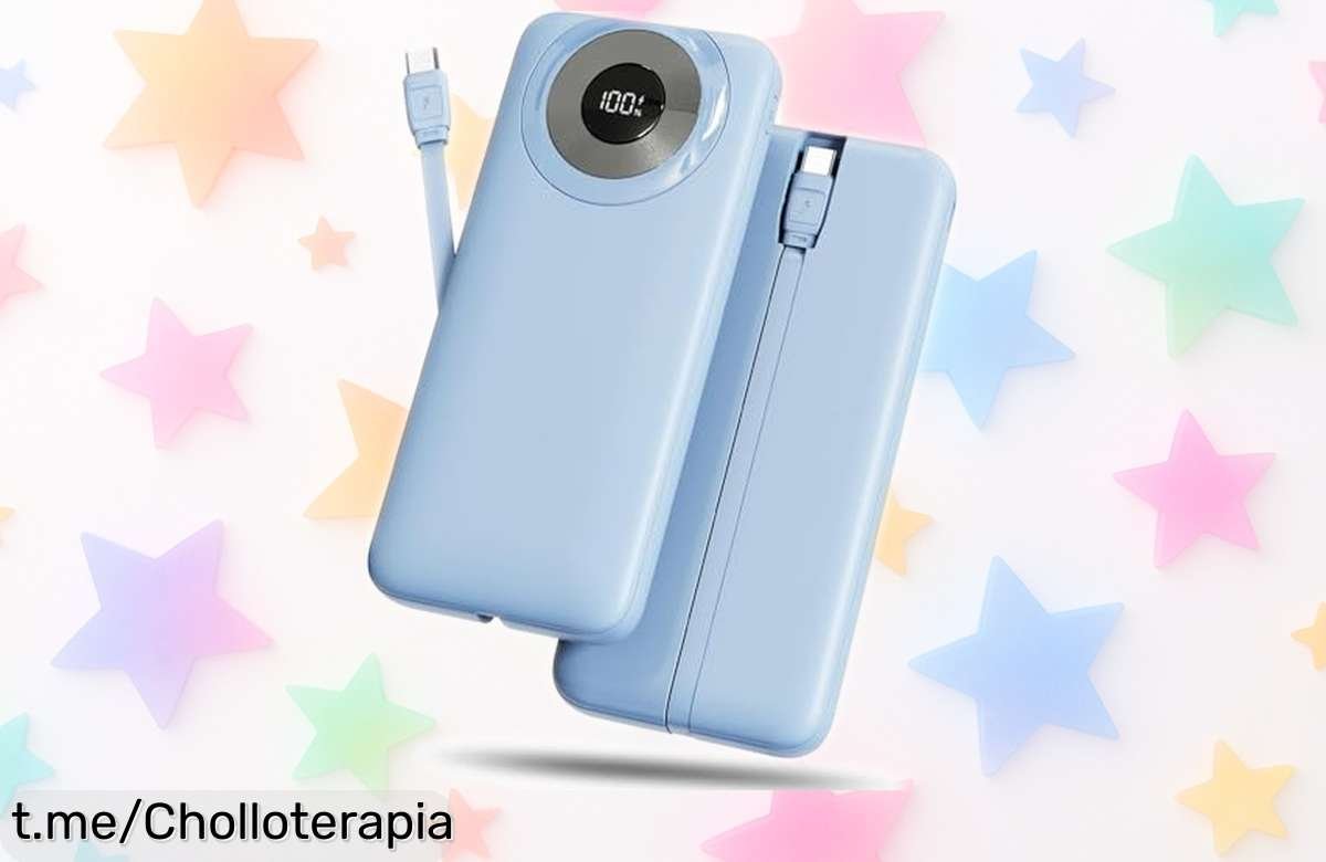 Batería externa Power Bank de 10.000 mAh, super chollo con carga rápida y cables integrados: nunca te quedes sin energía y mantén siempre tu día en movimiento.