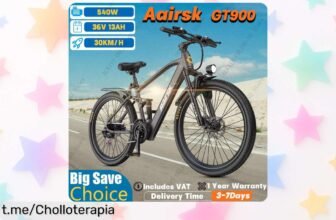 Bicicleta eléctrica Aairsk GT900 con doble suspensión y gran autonomía a precio loco, no dejes escapar este chollazo que hará tu día a día más emocionante.
