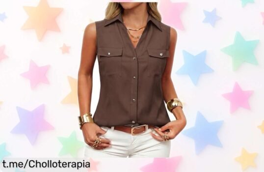 Blusa sin mangas GRACE KARIN con elegante cuello de solapa y escote en V a precio de ganga, ¡la clave para lucir espectacular en la oficina ya!