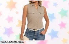 Blusa sin mangas de cuello en V Grace Karin, estilosa y versátil con caídas únicas: aprovecha este descuentazo que te hará brillar ¡Hazla tuya antes de que se acabe!