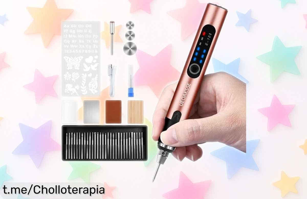 Bolígrafo de grabado inalámbrico UEOAKSSE, el kit completo con 60 accesorios a precio loco: crea joyas y personaliza todo lo que imagines ¡aprovecha esta oferta antes de quedarte sin él!