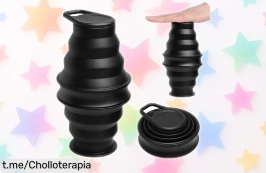 Botella de agua plegable XINSUO, super chollo que se adapta a tu bolsillo y te acompaña caliente o fría; ¡no dejes pasar esta oportunidad única para hidratarte!