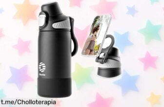 Botella de agua térmica Fjbottle 600 ml, apertura fácil y asa magnética a un precio increíble; ¡hidrátate con estilo y no te pierdas esta oferta!