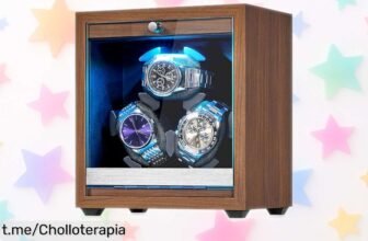 Caja para dar cuerda a 3 relojes automáticos ANWBROAD, ¡un chollazo con motor supersilencioso y luces LED! No dejes que tus relojes se queden sin energía.