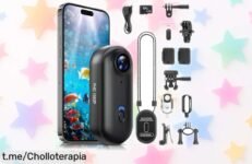 Cámara de acción 360 Hiwoor full HD a precio loco, sumérgela hasta 30 m y graba tus aventuras; ¡más de 10 accesorios incluidos! Hazla tuya ya y no te pierdas ni un segundo.