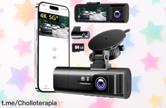 Cámara de coche 3 canales con grabación 4K+1080P, WiFi y visión nocturna a un precio loco: ¡conduce seguro y graba cada aventura! ¡No te quedes sin la tuya!
