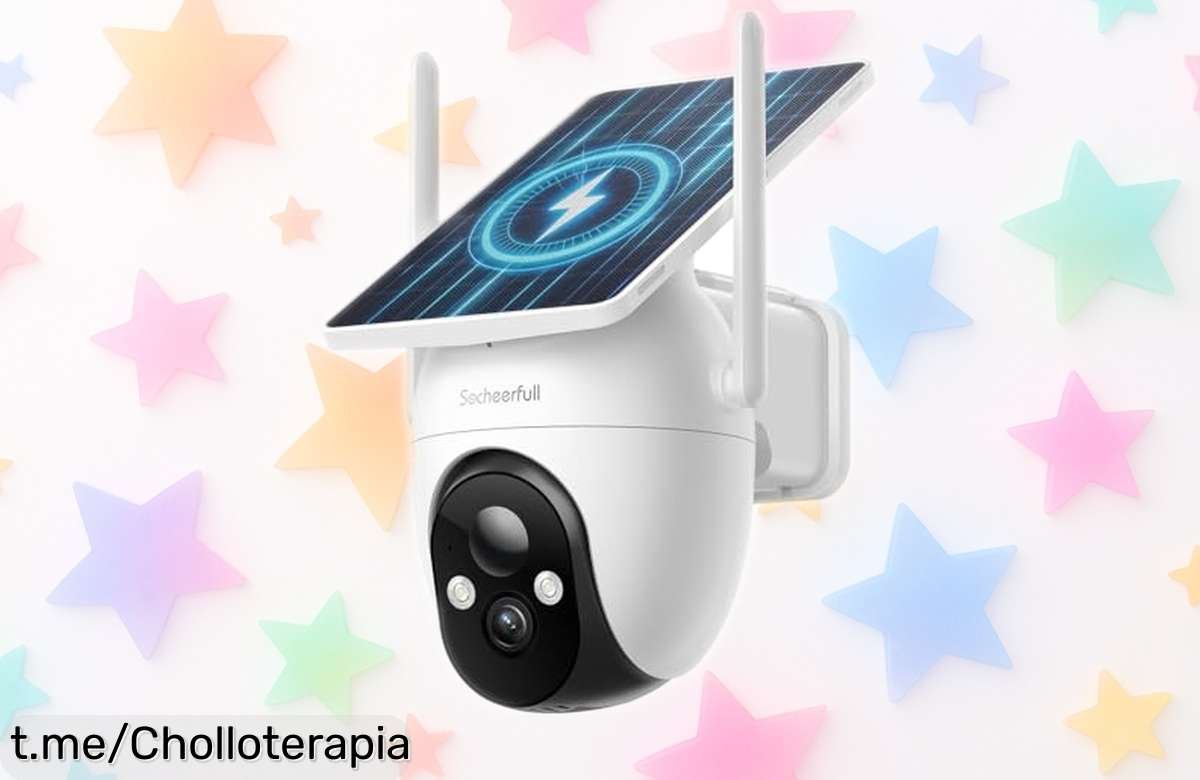 Cámara de vigilancia WiFi exterior solar Socheerfull 2K, sin cables y con visión completa: ¡aplica el cupón ahora y aprovecha este chollazo que no querrás dejar escapar!