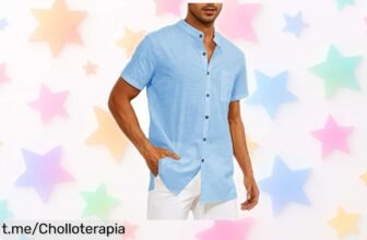 Camisa de lino CheChury para hombre, fresca y casual con botones; un super chollo de precio que no querrás dejar escapar. ¡Echa un vistazo ahora!
