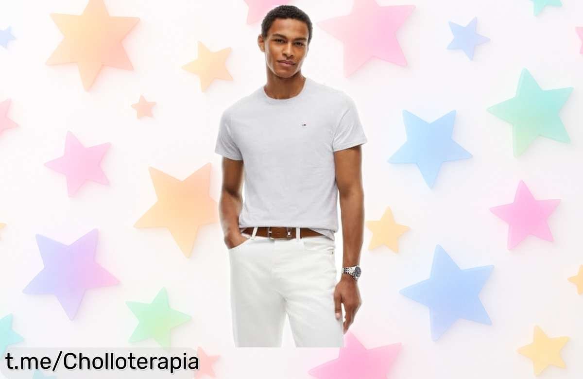 Camiseta básica ajustada de Tommy Jeans, chollazo ideal para refrescar tu armario y lucir siempre a la moda. ¡No te lo pierdas, renueva tu estilo ya!