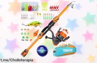 Caña de pescar infantil telescópica Sougayilang: kit completo, diversión asegurada y ahora a un precio de ganga que hará feliz a toda la familia. ¡No te quedes sin el tuyo!