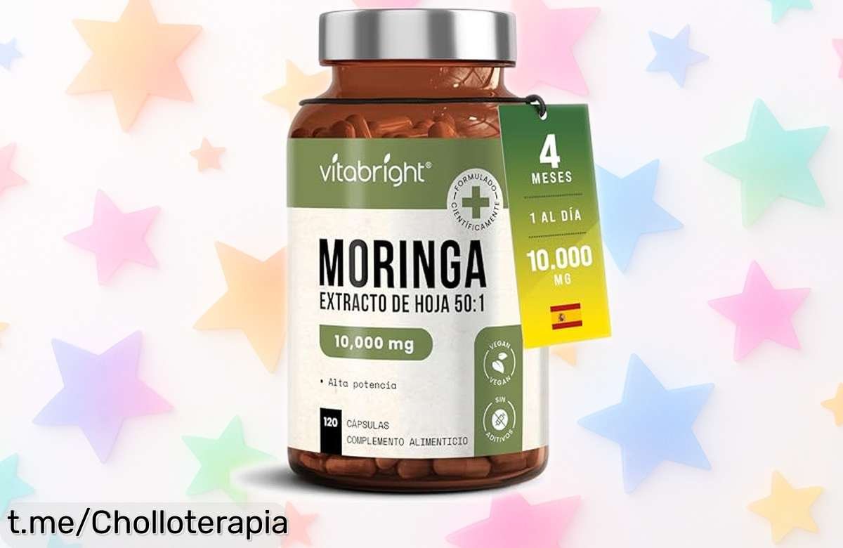 Cápsulas de moringa pura VitaBright para 4 meses en oferta: saludables, veganas y sin aditivos. Aprovecha esta locura de precio y siéntete revitalizado ya mismo.