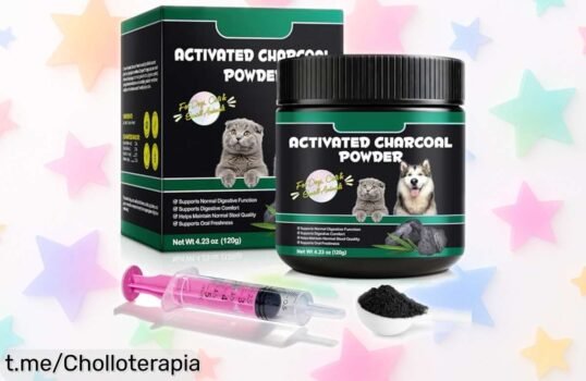 Carbón activado en polvo para perros y gatos: apoya la digestión de tu fiel amigo con este chollazo que cuida su salud intestinal a diario. ¡No lo dejes escapar!