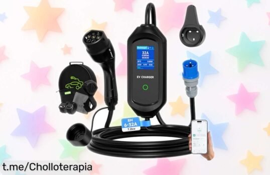Cargador de coche eléctrico AFYEEV con app y pantalla a precio loco: carga rápida, ajuste hasta 32A y cable de 8 m. ¡No te quedes sin él, aprovecha esta oferta única!