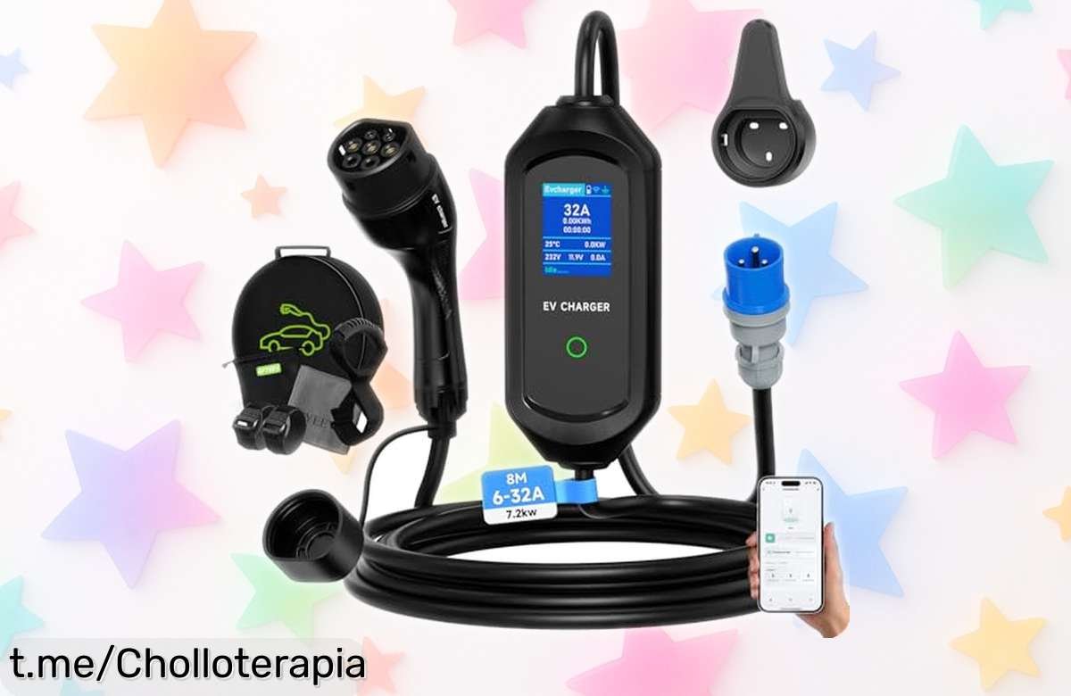 Cargador de coche eléctrico AFYEEV con app y pantalla a precio loco: carga rápida, ajuste hasta 32A y cable de 8 m. ¡No te quedes sin él, aprovecha esta oferta única!