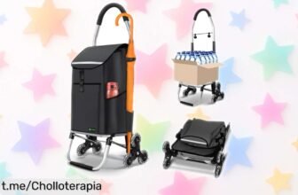 Carrito de la compra plegable VOUNOT con acceso fácil a escaleras y baches, ¡oferta irresistible para llevar tus compras sin esfuerzo! Aprovecha este super chollo ya mismo.