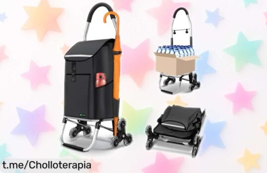 Carrito de la compra plegable VOUNOT con acceso fácil a escaleras y baches, ¡oferta irresistible para llevar tus compras sin esfuerzo! Aprovecha este super chollo ya mismo.