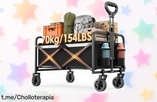 Carro plegable para playa GJCrafts de 70L, ideal para tus días soleados y compras: ¡super chollo por tiempo limitado que no querrás dejar escapar!