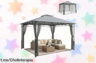 Cenador para jardín Outsunny de 3x3,6 m con malla anti-mosquitos: ¡ofertón irrepetible! Disfruta del aire libre en sombra y tranquilidad antes que se agoten.