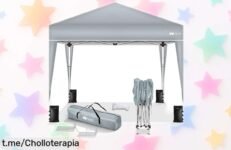 Cenador plegable impermeable Tillvex, ¡rebajado a un precio loco! Disfruta de tus fiestas al aire libre con sombra y protección UV 50+, no te quedes sin el tuyo.
