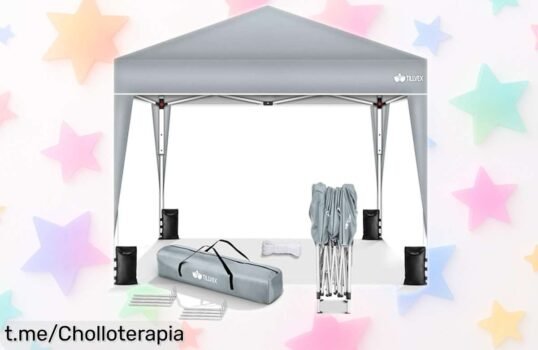 Cenador plegable impermeable Tillvex, ¡rebajado a un precio loco! Disfruta de tus fiestas al aire libre con sombra y protección UV 50+, no te quedes sin el tuyo.