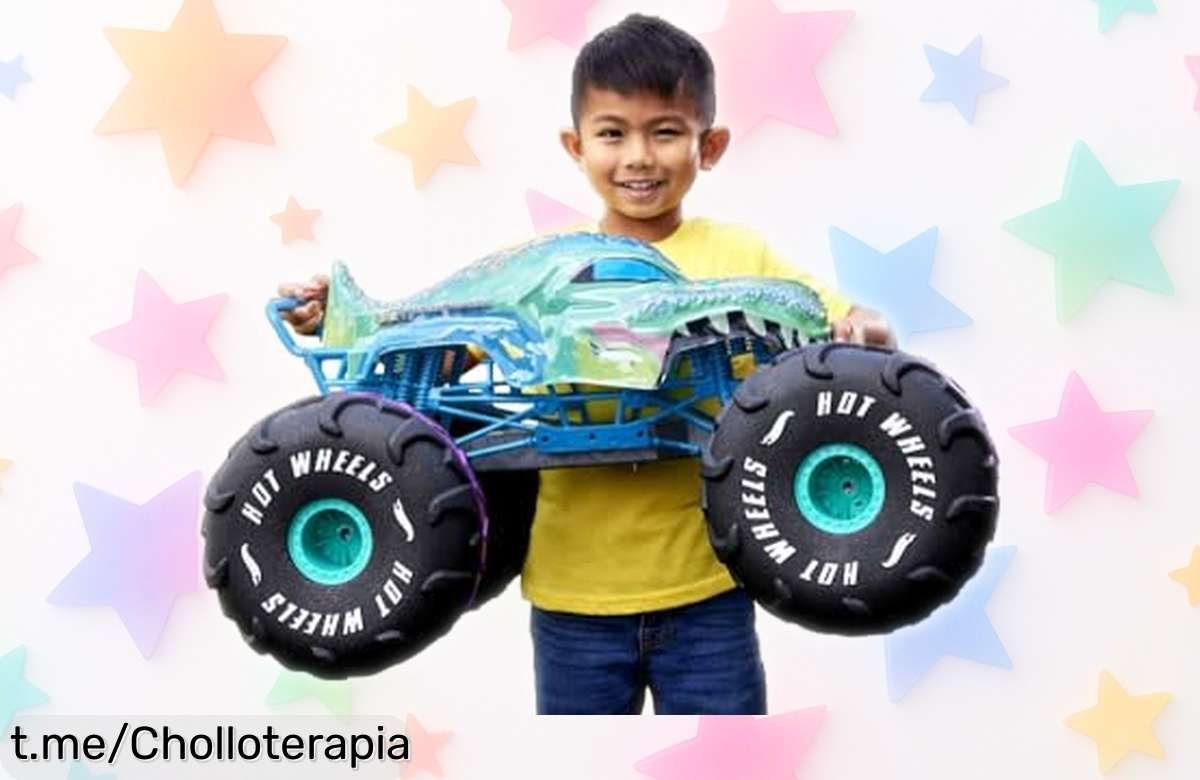 Coche teledirigido gigante Hot Wheels Monster Trucks MegaWrex, ¡rebajado y listo para que tus peques hagan acrobacias de locura! No dejes escapar este chollazo único.