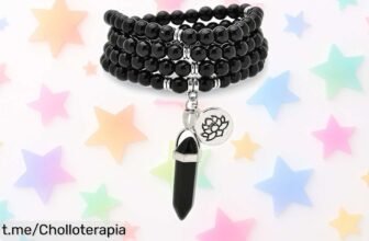 Collar y pulsera Mala de 108 perlas naturales con colgante de loto: ¡super chollo para tu meditación y yoga! Aprovecha la oferta artesanal que iluminará tus momentos.
