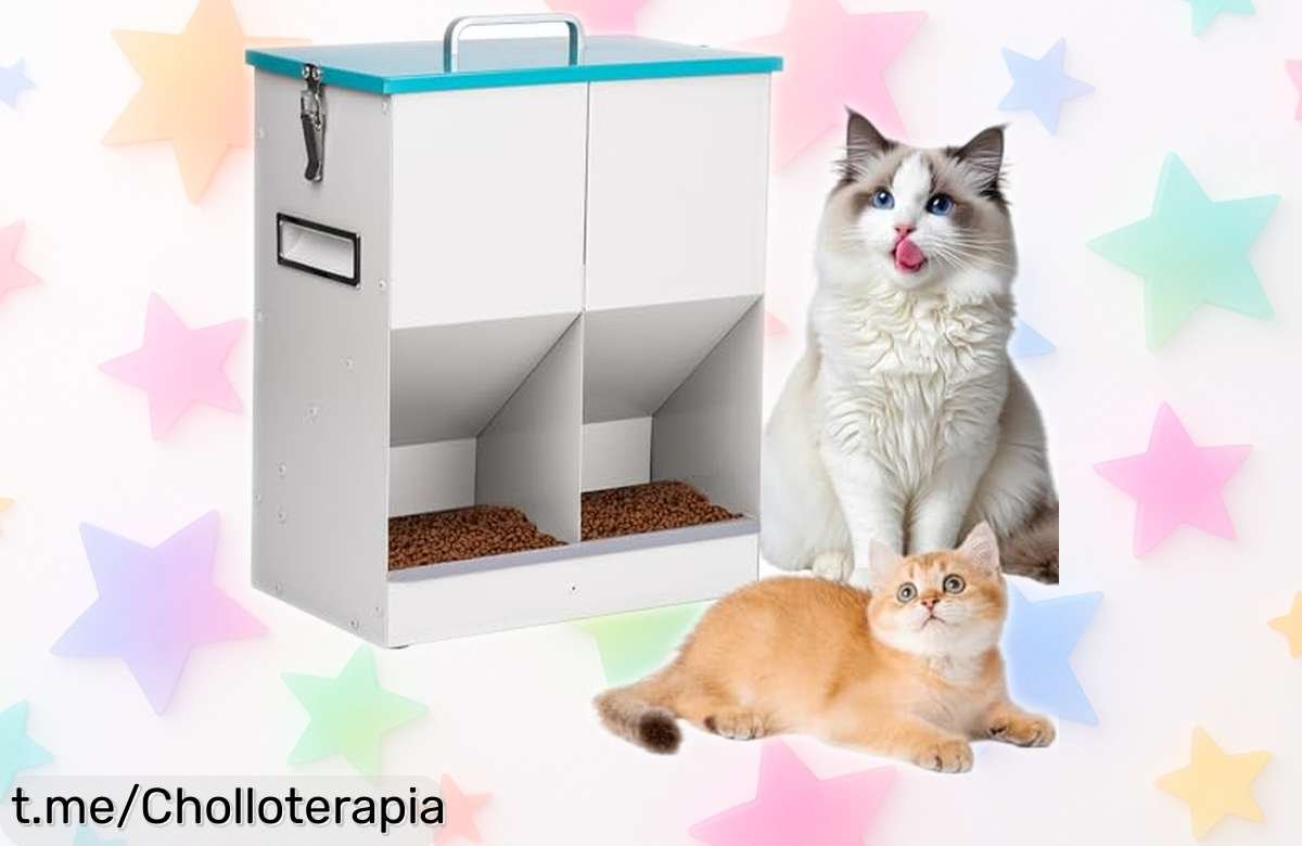 Comedero automático para gatos y perros pequeños MUYIRTED, perfecto para despreocuparte de alimentar a tu peludo ¡Aprovecha este super chollo antes que se acabe!