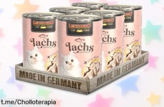 Comida húmeda para gatos Leonardo, pack de 6 latas con salmón y pollo extra: ¡un chollo delicioso que hará a tu gato ronronear de felicidad!