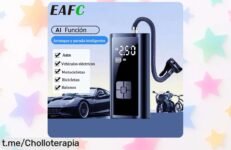 Compresor de aire inalámbrico inteligente para coche, moto y bici: ¡precio de ganga y fácil de llevar en el maletero! No lo sueltes o te arrepentirás.