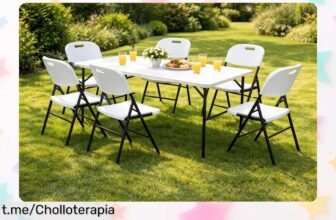 Conjunto de exterior CATERING para 6 plazas en blanco, ideal para tus comidas al aire libre: ¡ofertón que no puedes dejar pasar!