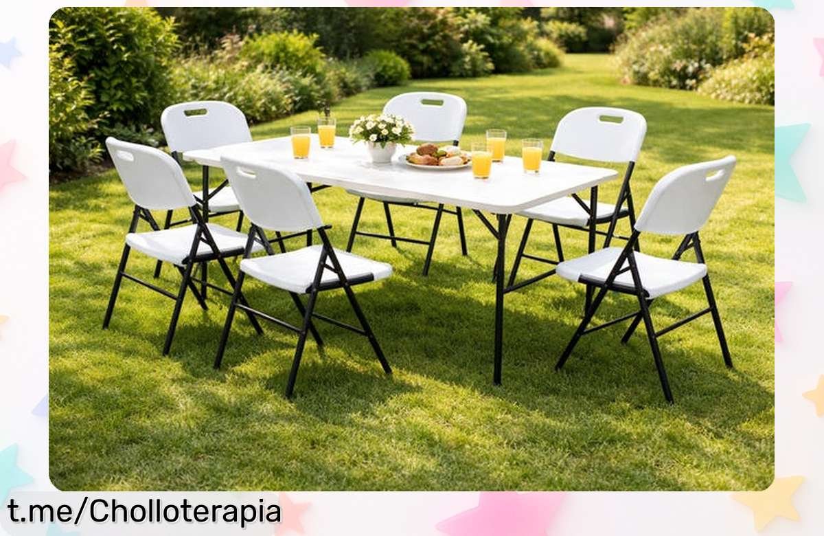 Conjunto de exterior CATERING para 6 plazas en blanco, ideal para tus comidas al aire libre: ¡ofertón que no puedes dejar pasar!