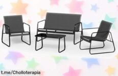 Conjunto de jardín Blishom de 4 piezas, respaldo fuerte y ligero; transforma tu espacio al aire libre con amigos - ¡Precio loco que no querrás dejar pasar!