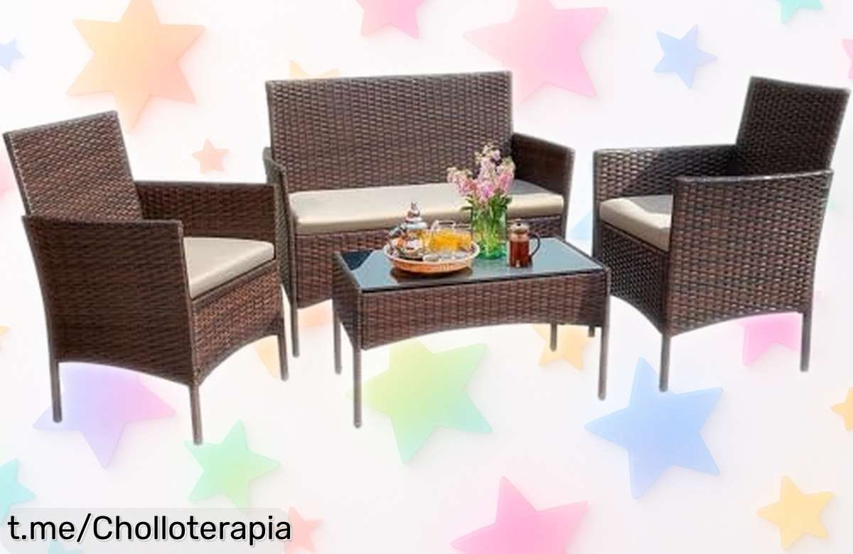 Conjunto de jardín de 4 piezas YOEVU: un ofertón que hará las delicias de tus momentos al aire libre. ¡No te lo puedes perder, dale vida a tu espacio ya mismo!