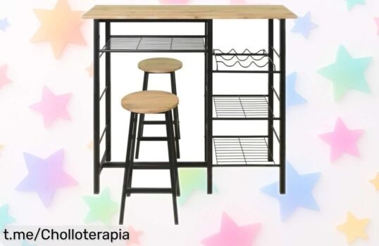 Conjunto de mesa alta con 2 taburetes DETROIT de HOMCOM, precio loco y estilo moderno: ¡no te quedes sin el rincón perfecto para tus desayunos rápidos!