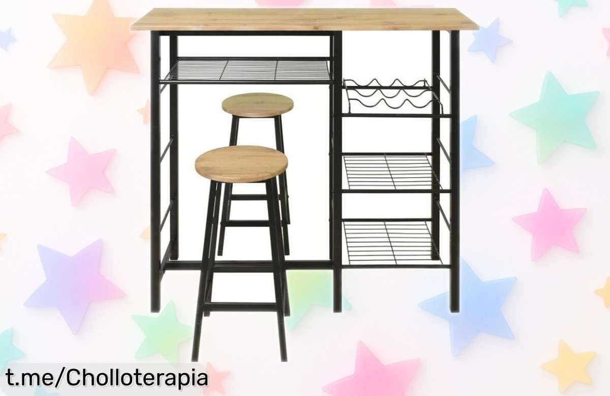 Conjunto de mesa alta con 2 taburetes DETROIT de HOMCOM, precio loco y estilo moderno: ¡no te quedes sin el rincón perfecto para tus desayunos rápidos!